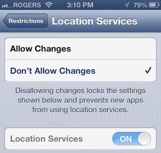 Restrict Location Services